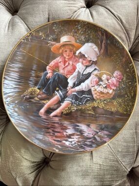 Little Anglers Vintage Plate by Sandra Kuck
